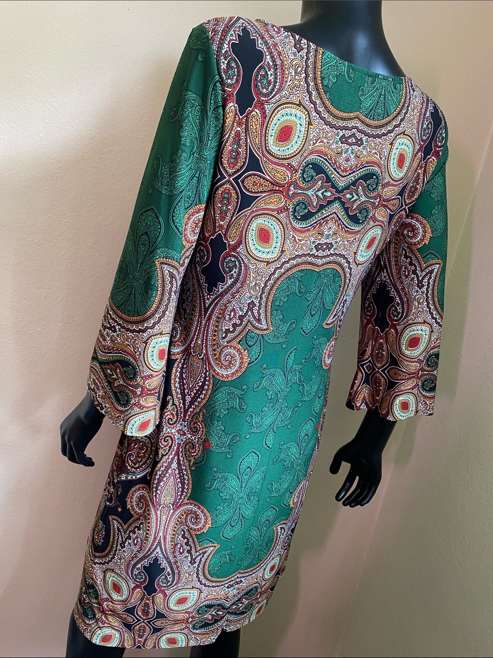 Ronni Nicole Green Paisley Print Shift Dress - Picture 5 of 8